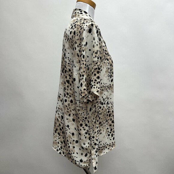 Alfred Dunner Women's Top Size 18 Beige Black Gray Multicolor Short Sleeve - Picture 4 of 6